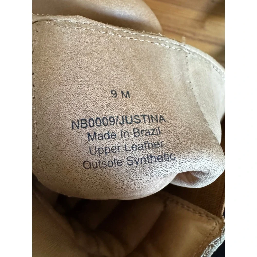 Free People MIA Justina Tan Leather Platform Block Heel Lug Sole Clog Boots Sz 9